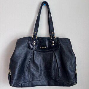Coach - Black Leather Ashley Tote